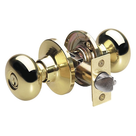 Master Lock Knob Lockset, Biscuit Style, Polished Brss BC0203KA4S