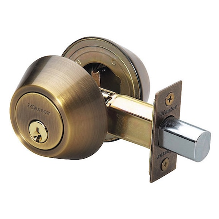 Master Lock Deadbolt, Antique Brass, Double Cylinder DS0705KA4