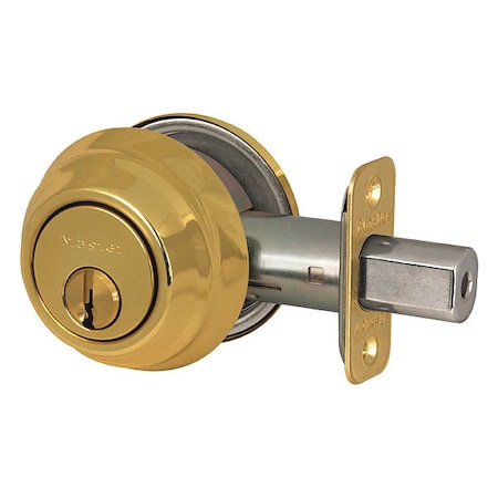 Master Lock Deadbolt, Polished Brass, Single Cylinder DSH0603KA4WK
