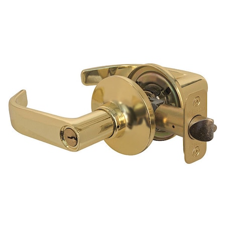 Master Lock Lever Lockset, Polished Brss, Return Style RL0103KA4
