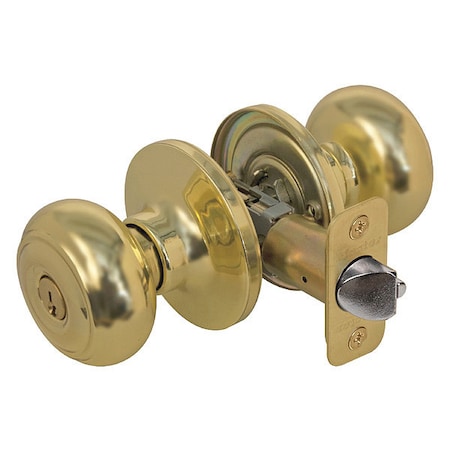 Master Lock Knob Lockset, Rusk Style, Polished Brass RU0103KA4