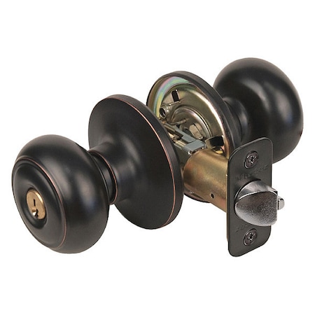 Master Lock Knob Lockset, Rusk Style, Aged Bronze RU0112PKA4S