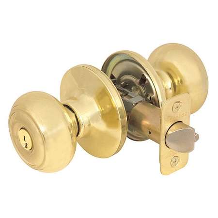 Master Lock Knob Lockset, Rusk Style, Polished Brass RU0203KA4S