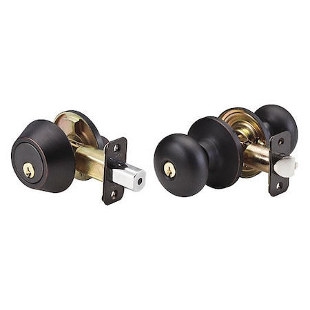 Master Lock Knob Lockset, Biscuit Style, Aged Bronze BCC0612PKA4S