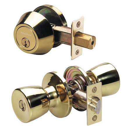 Master Lock Knob Lockset, Tulip Style, Polished Brass TUC0603KA4
