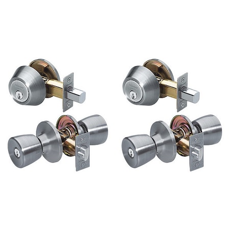 Master Lock Knob Lockset, Tulip Style, Satin Nickel TUC0615KA4