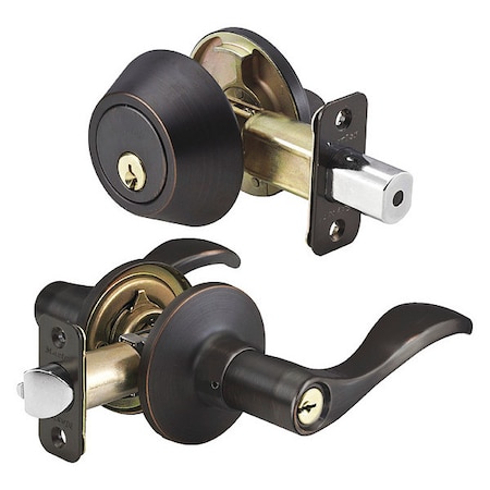 Master Lock Lever Lockset, Aged Bronze, Wave Style WLC0612PKA4