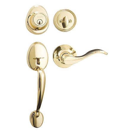 Master Lock Lever Lockset, Bright Brass, Wave Style HDLWLLH0603KA4WK