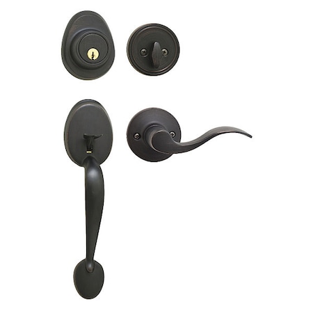 Master Lock Lever Lockset, Aged Bronze, Wave Style HDLWLLH0612PKA4WK