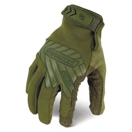 Ironclad Performance Wear Tactical Touchscreen Glove, Nylon Palm, 9" Length, Hook-and-Loop Cuff, Full Finger, Green, Size XL IEXT-PODG-05-XL