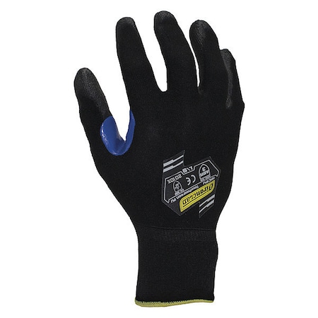 Ironclad Performance Wear Coated Gloves, Polyurethane, Flat, Palm, 3 Abrasion Level, Black, XS (6) 1 PR KKC1PU-01-XS