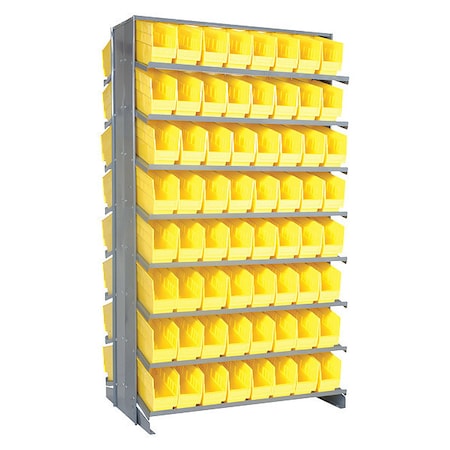 Quantum Storage Systems Steel Pick Rack, 36 in D x 64 in H x 36 in W, 8 Shelves, Yellow QPRD-203YL