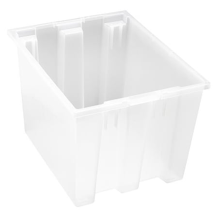 Quantum Storage Systems Stack & Nest Storage Container, 12.7 gal, 19-1/2 in L x 15-1/2 in W x 13 in H, Clear, Polypropylene SNT195CL