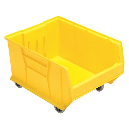 Quantum Storage Systems Mobile Storage Bin, Polypropylene, Yellow, 12 in H, 18 1/4 in W, 23 7/8 in L QUS965MOBYL