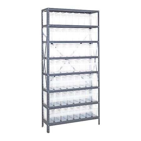 Quantum Storage Systems Steel Bin Shelving, 18 in D x 75 in H x 36 in W, 8 Shelves, Clear 1875-SB803CL