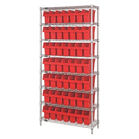 Quantum Storage Systems Steel Bin Shelving, 36 in D x 74 in H x 18 in W, 8 Shelves, Red WR8-803RD