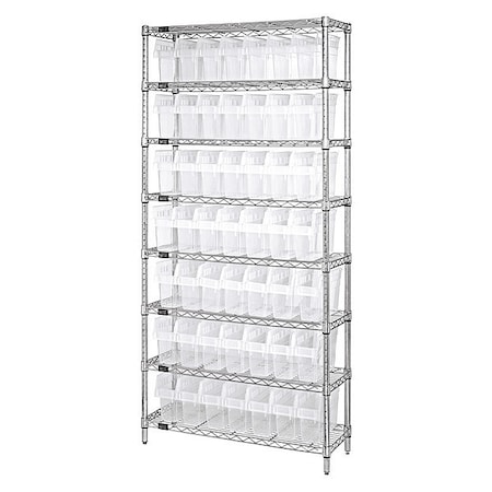 Quantum Storage Systems Steel Bin Shelving, 36 in D x 74 in H x 12 in W, 8 Shelves, Clear WR8-801CL