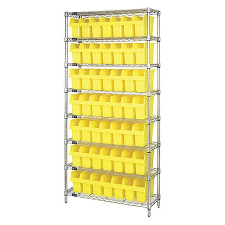 Quantum Storage Systems Steel Bin Shelving, 36 in D x 74 in H x 18 in W, 8 Shelves, Yellow WR8-803YL