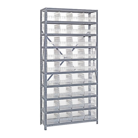 Quantum Storage Systems Steel Pick Rack, 18 in D x 75 in H x 36 in W, 10 Shelves, Clear 1875-208CL