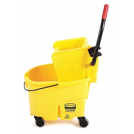 Rubbermaid Commercial Mop Bucket and Wringer with Side Press, 6 1/2 gal Capacity, Yellow FG748000YEL