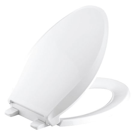 Kohler Toilet Seat With Cover, Plastic, Elongated, White K-7671-0
