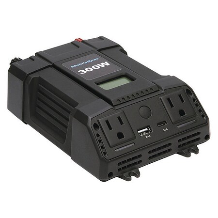 Mobilespec Inverter, Modified Sine Wave, 600W Peak, 300 W Continuous, 4 Outlets MSI300
