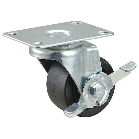 Zoro Select Plate Caster, Swivel, Polyolefin, 3 3/8"H 493W79