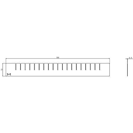 Zoro Select Steel Divider, 22 5/16 in L, 2 3/4 in H 493X11