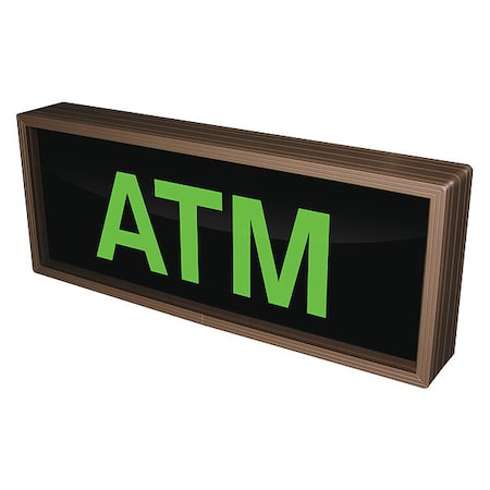 Tapco Custom Backlit Sign, ATM, Green/Black, 18 in W, 7 in H 132497
