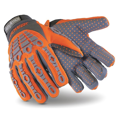 Hexarmor Chrome SLT(R) Cut Resistant Impact Gloves, Synthetic Leather Palm, XL, Gray/High-Visibility Orange 4070-XL (10)