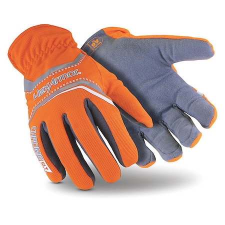 Hexarmor Chrome SLT 4072 Cut-Resistant Gloves, Synthetic Leather Palm, L, Gray/High-Visibility Orange 4072-L (9)