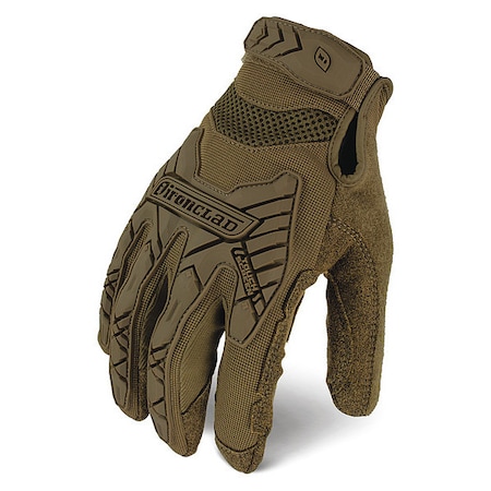 Ironclad Performance Wear Tactical Touchscreen Glove, Nylon Palm, 9" Length, Hook-and-Loop Cuff, Full Finger, Brown, Size M IEXT-ICOY-03-M