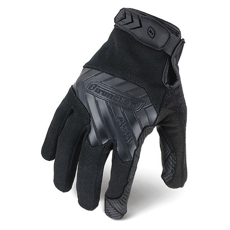 Ironclad Performance Wear Tactical Touchscreen Glove, Silicone Palm, 8" Length, Hook-and-Loop Cuff, Full Finger, Black, Size L IEXT-GBLK-24-L