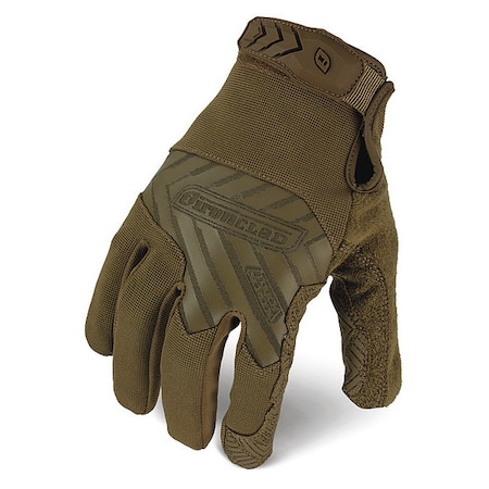 Ironclad Performance Wear Tactical Touchscreen Glove, Silicone Palm, 9" Length, Hook-and-Loop Cuff, Full Finger, Brown, Size M IEXT-GCOY-03-M