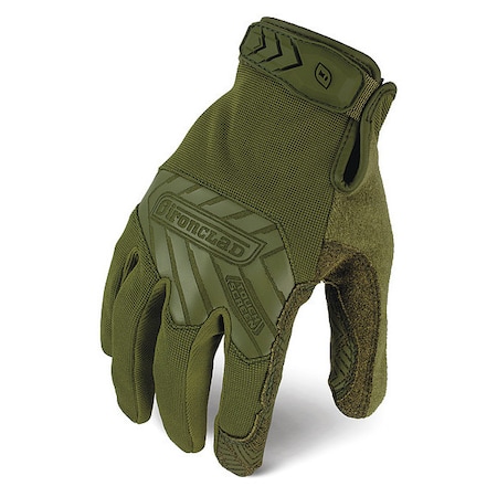 Ironclad Performance Wear Tactical Touchscreen Glove, Silicone Palm, 9" Length, Hook-and-Loop Cuff, Full Finger, Green, Size L IEXT-GODG-04-L