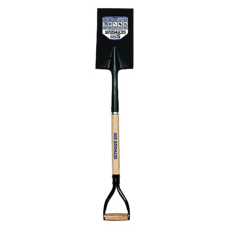 Seymour Midwest Garden Spade Shovel, 16 ga #2 Blade, Steel Blade, Rear Rolled Step, 30 in L Natural Wood Handle 49334