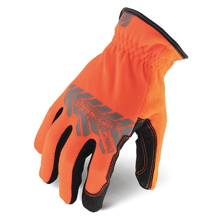 Ironclad Performance Wear Command(TM) Hi-Vis Mechanics Touchscreen Gloves, Nylon Palm, Polyester Back, L, Orange IEX-HSO-04-L