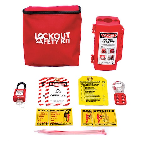 Zing Portable Lockout Kit, Filled, Canvas, Red 7675 | Zoro