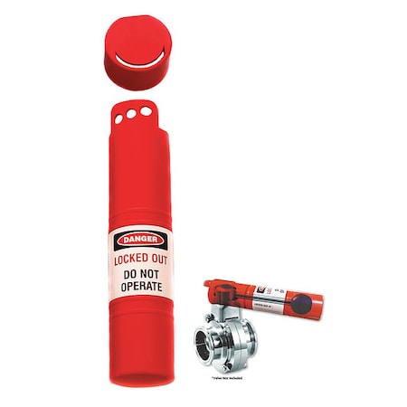 Zing Butterfly Valve Lockout, Plastic, 2" H, Red 7514