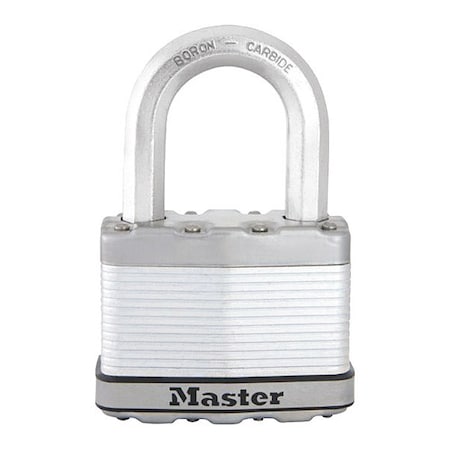 Master Lock Padlock, Keyed Different, Long Shackle, Rectangular Steel Body, Boron Shackle, 1 3/16 in W M15XLF