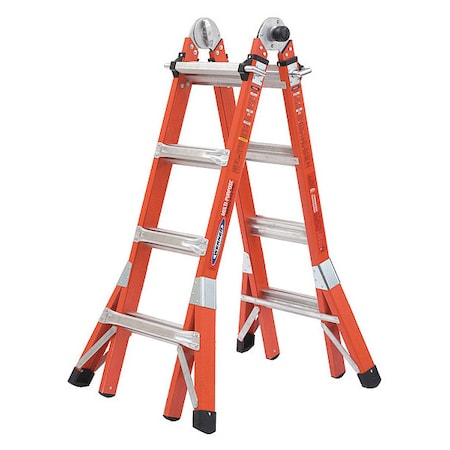 Werner Multipurpose Ladder, 15 ft, Fiberglass, 300 lb Load Capacity FMT-17