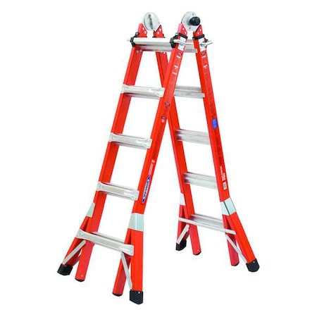Werner Multipurpose Ladder, 19 ft, Fiberglass, 300 lb Load Capacity FMT-22