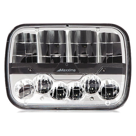 Maxxima Headlight, 1100 lm, 3-29/32" W, LED, Black MHLE-5X7HILO