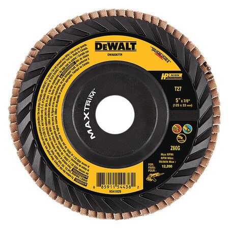 Dewalt Flap Disc, Type 27, 5In Dia. DWA8367TR