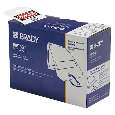 Brady Inspection Tag, Danger, Polyester, 3 in Width, 5 3/4 in Height, Write On Surface: Yes 150503