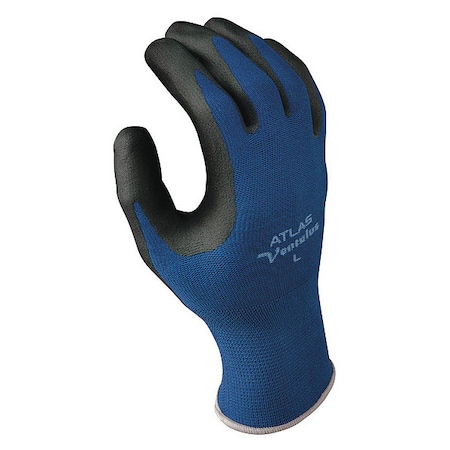 Showa Coated Gloves, Nitrile, Foam, Palm and Fingers, Not Rated Abrasion Level, Black/Blue, S (6) 1 PR 380S-06-V