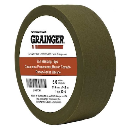 Zoro Select Packaging Tape, 1 in W x 60 yd L, 5.7 mil Thick, Tan, Rubber Adhesive TC97-1" X 60YD