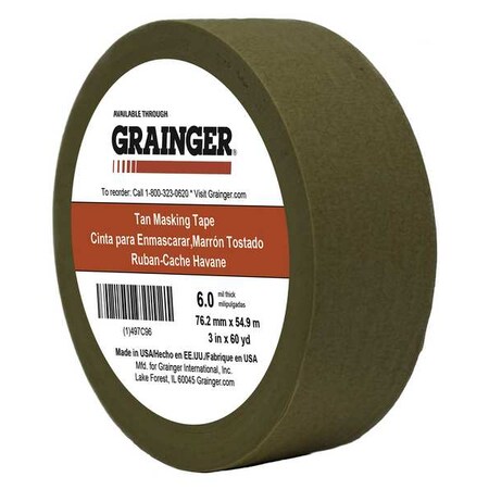 Zoro Select Packaging Tape, 3 in W x 60 yd L, 5.7 mil Thick, Tan, Rubber Adhesive TC97-3" X 60YD