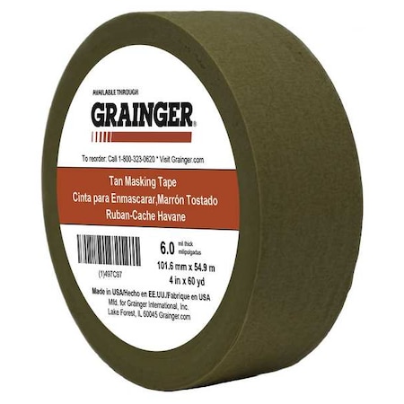Zoro Select Packaging Tape, 4 in W x 60 yd L, 5.7 mil Thick, Tan, Rubber Adhesive TC97-4" X 60YD