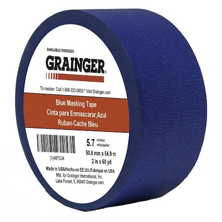 Zoro Select Multi-Surface Painter's Tape, 2 in W x 60 yd L, 5.7 mil Thick, Rubber Adhesive, Blue TC27-2" X 60YD